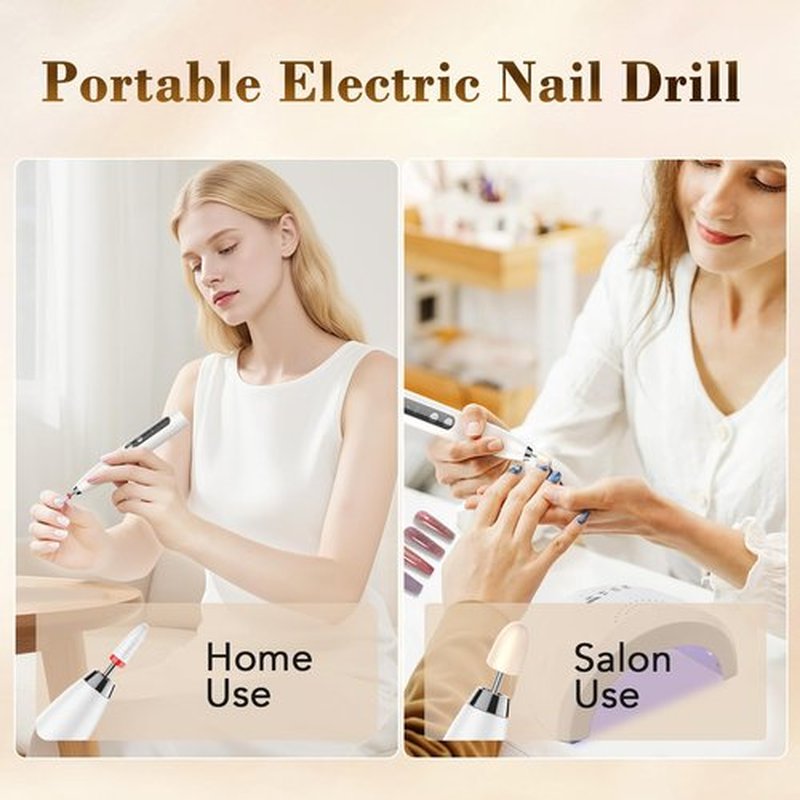 DOCOCO Electric Nail Drill, 35000RPM Electric Nail File with 3 Adjustable Speeds, Rechargeable Efile Set for Acrylic Gel Nails, Nail Dremel Tool for Women, Salon, Home