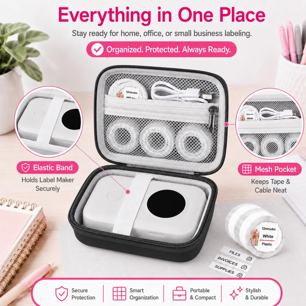 PAIYULE Case Compatible with Phomemo D30 D35 M02/ M02S/ M02 for NELKO Label Maker, for NIIMBOT for JADENS for Memoking for SUPVAN Labeler Sticker Storage Holder Tape Paper Roll (Box Only)(Orange)