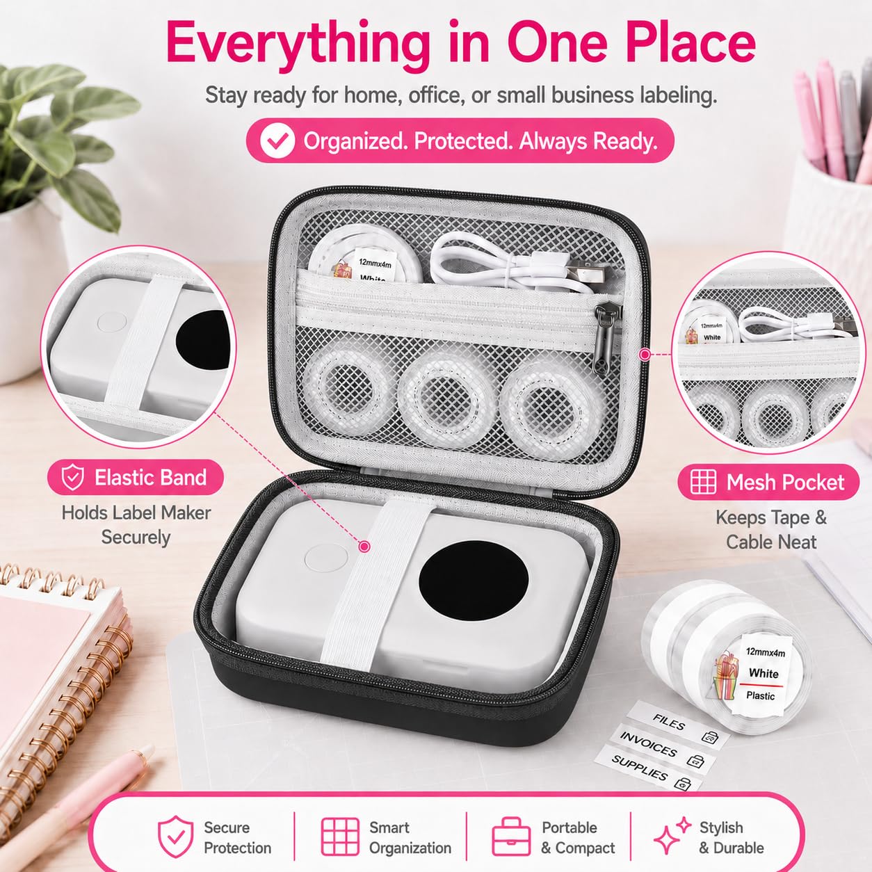 PAIYULE Case Compatible with Phomemo D30 D35 M02/ M02S/ M02 for NELKO Label Maker, for NIIMBOT for JADENS for Memoking for SUPVAN Labeler Sticker Storage Holder Tape Paper Roll (Box Only)(Orange)