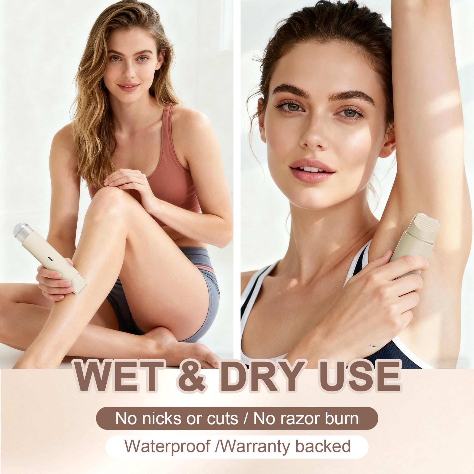 Bikini Trimmer for Women, 2-in-1 Rechargeable Electric Razor for Pubic Hair, IPX7 Waterproof Wet & Dry Use, Painless Electric Shaver for Private Area Bikini Shaver for Legs, Face, and Underarms