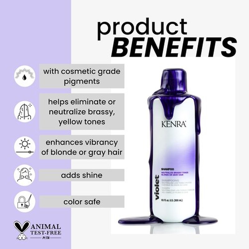 Kenra Violet Shampoo - Eliminates Brassy Tones | Moisturizes Processed Hair | Color Safe Formula
