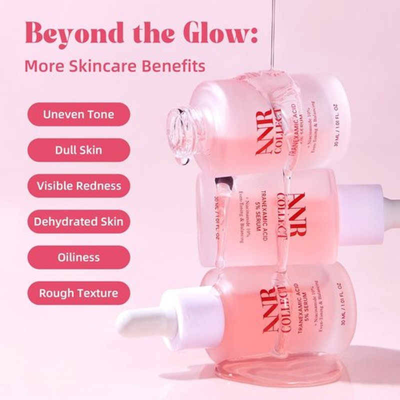 ANRCOLLECT 5% Tranexamic Acid + 10% Niacinamide Serum for Tone Perfecting, Post-Acne Care, Radiant Glow - with Kojic Acid, Ceramides, Hyaluronic Acid - 30ML Vegan Skincare