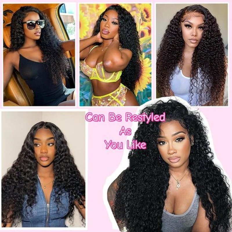 Cuiyongxi Human Hair Wig Deep Wave Lace Front Wigs for Black Women 13x6 HD Transparent Lace Frontal Wig 20 Inch Natural Color Wet and Wavy Glueless Curly Wigs Human Hair Pre Plucked 180% Density