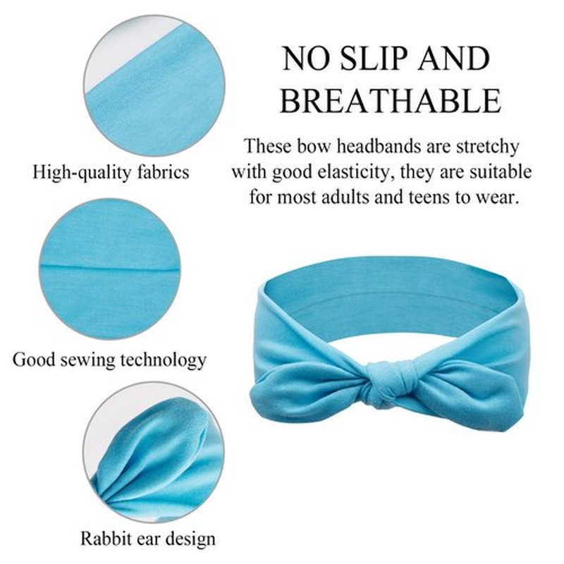 Huachi 12 Pack Bow Headbands for Women Headwraps Hair Band Knotted Headband Rabbit Ears Stretchy Turban Head Wraps Fashion Christmas Headbands Sport Cute Hair Accessories