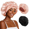 Satin Bonnet with Tie Band, Double Layer Adjustable Sleep Bonnet with Silk-Like Lining, Stay On Night Cap for Curly Hair, Braids & Natural Hair