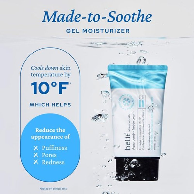 Belif Aqua Bomb Frozen Gel Cream - Soothing Hydration with Panthenol & Niacinamide - Lightweight Daily Moisturizer, 1.69 fl oz