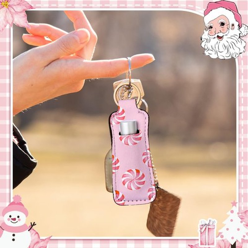 Ctosree 40 Pcs Christmas Theme Lipstick Holder with Portable Clip on Lip Gloss Sleeve Pouch Lipstick Holder Pocket Lip Balm Holder for Xmas Employee Gifts Coworker Nurse Teachers (Sweet Pattern)