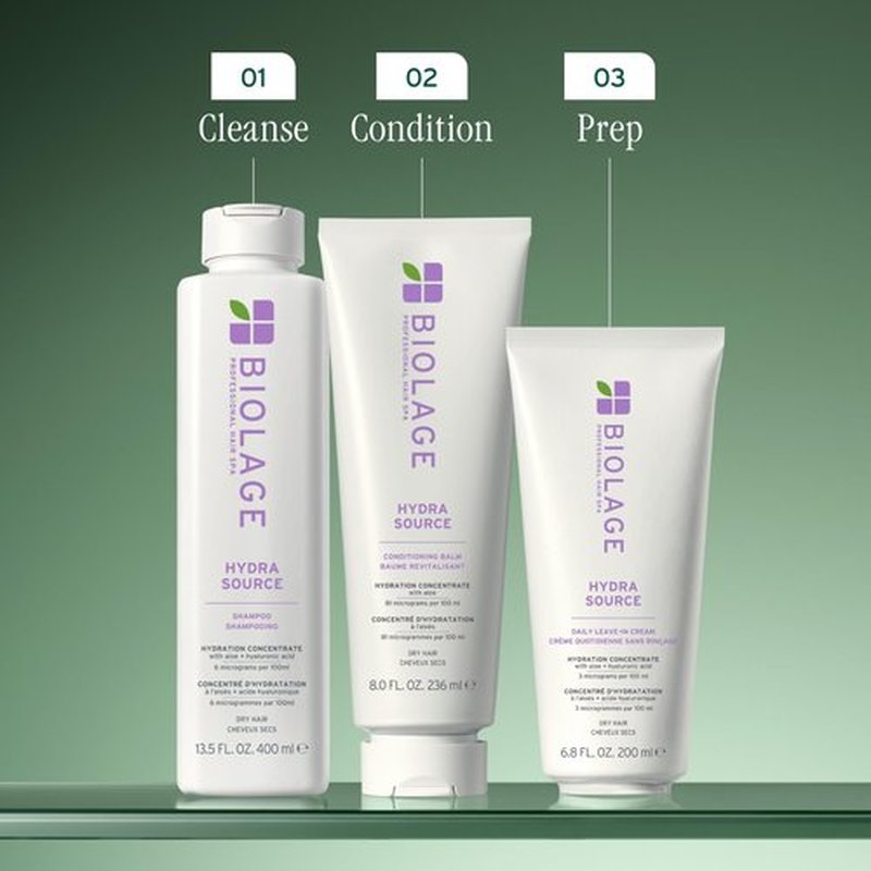 Biolage Hydra Source Leave-In Cream - Instantly Moisturizes & Seals Split Ends, For Dry Hair, With Micro-Filtered Aloe Vera & Fermented Hyaluronic Acid, 6.8 Fl Oz, packaging may vary