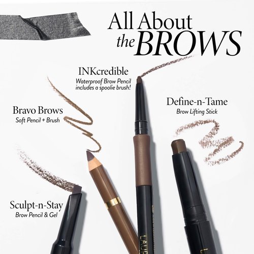 LAURA GELLER NEW YORK INKcredible Waterproof Brow Pencil- Blending Spoolie Brush - Long Lasting Eyebrow Filler (02 Taupe)