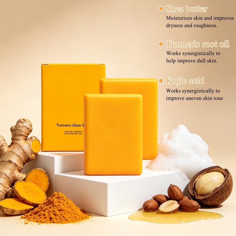 Lucift 2PCS Turmeric Wash Soap, Turmeric Cleansing Soap, Body Skin Care Handmade Soap, Gentle Formula for All Skin Types, Ideal for Face and Full Body Care