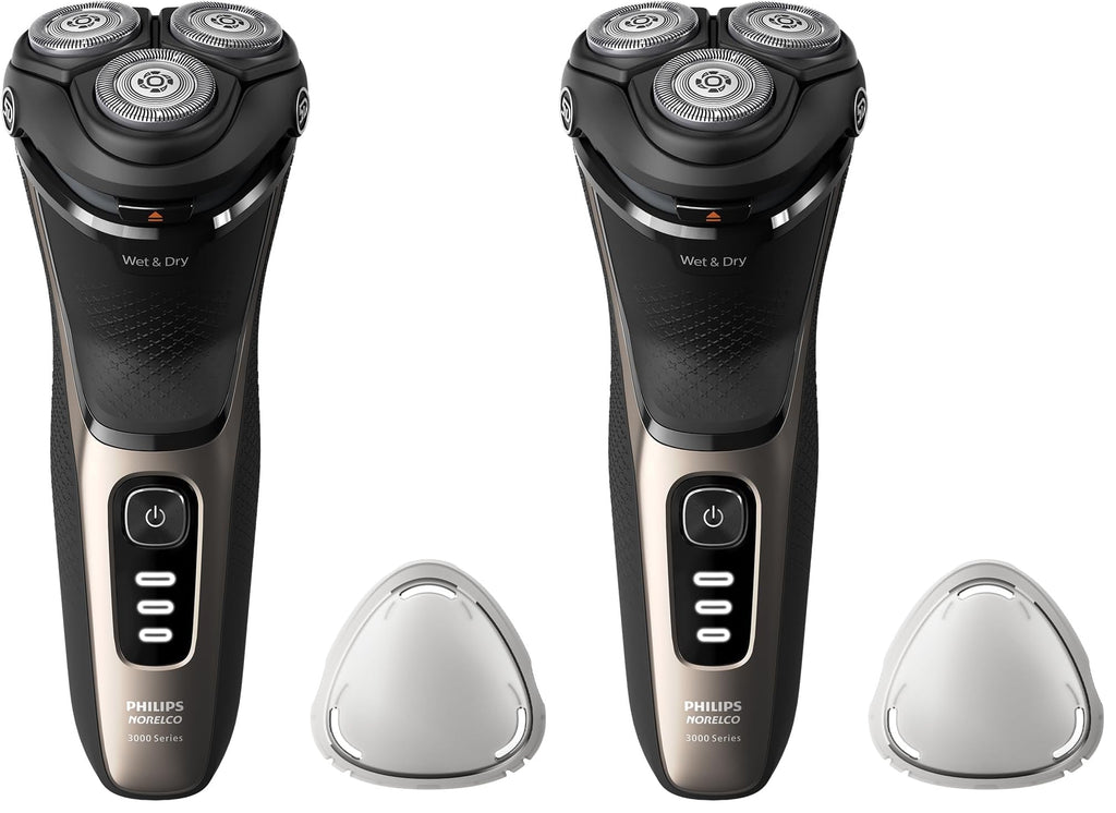 Philips Norelco Shaver 3000 Series, Wet and Dry Electric Shaver, P-Cap, Travel Pouch, Ash Gold, Model S3242/90 (Pack of 2)