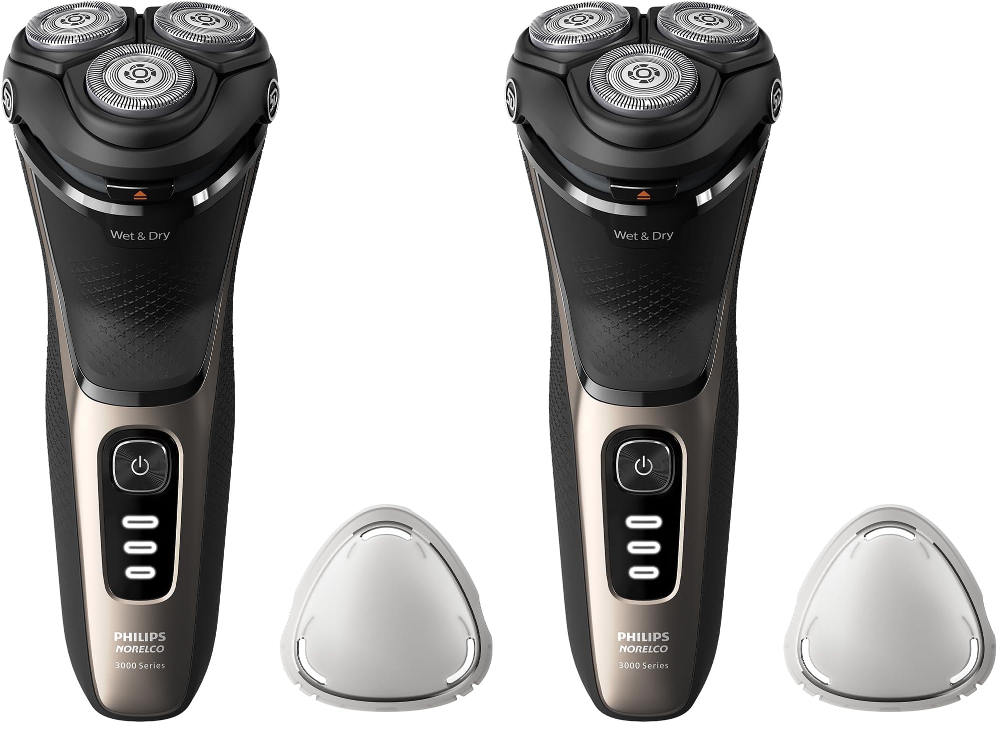 Philips Norelco Shaver 3000 Series, Wet and Dry Electric Shaver, P-Cap, Travel Pouch, Ash Gold, Model S3242/90 (Pack of 2)
