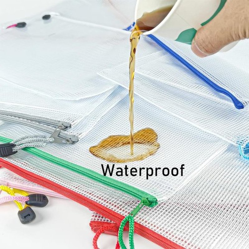 D-KINGCHY 24Pcs Zipper Storage Bags - Waterproof Plastic Mesh Pouches for Office & Travel Organization