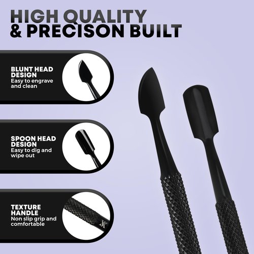 420C Stainless Steel Pro Cuticle Pusher and Nail Cleaner, Nail Polish Remover Manicure and Pedicure Nail Care Dual Ended for Fingernails and Toenails by SILVEXA