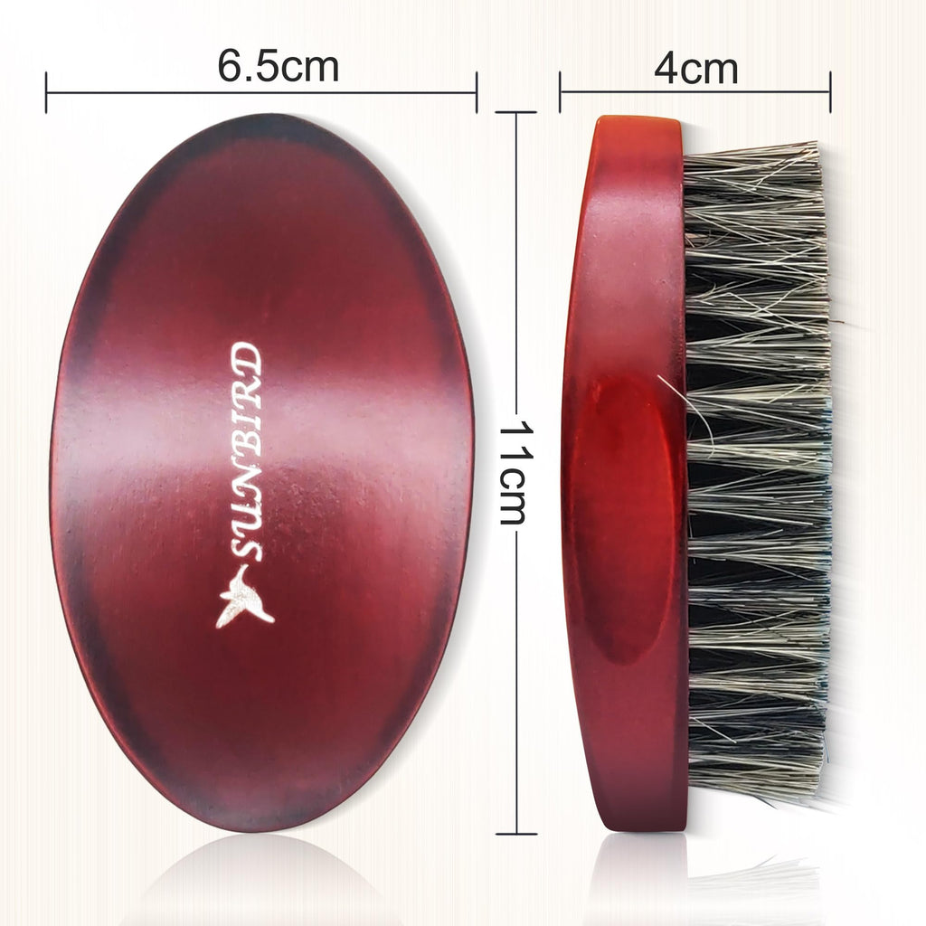 SUNBIRD Beard Brush for Men, 100% Natural Bristle and Wood