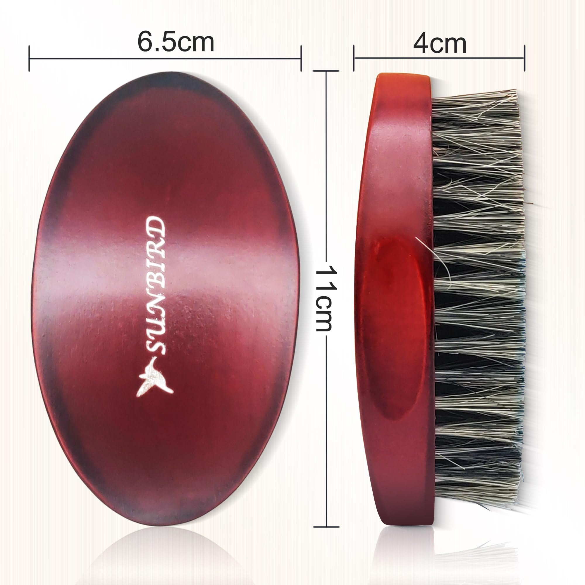 SUNBIRD Beard Brush for Men, 100% Natural Bristle and Wood