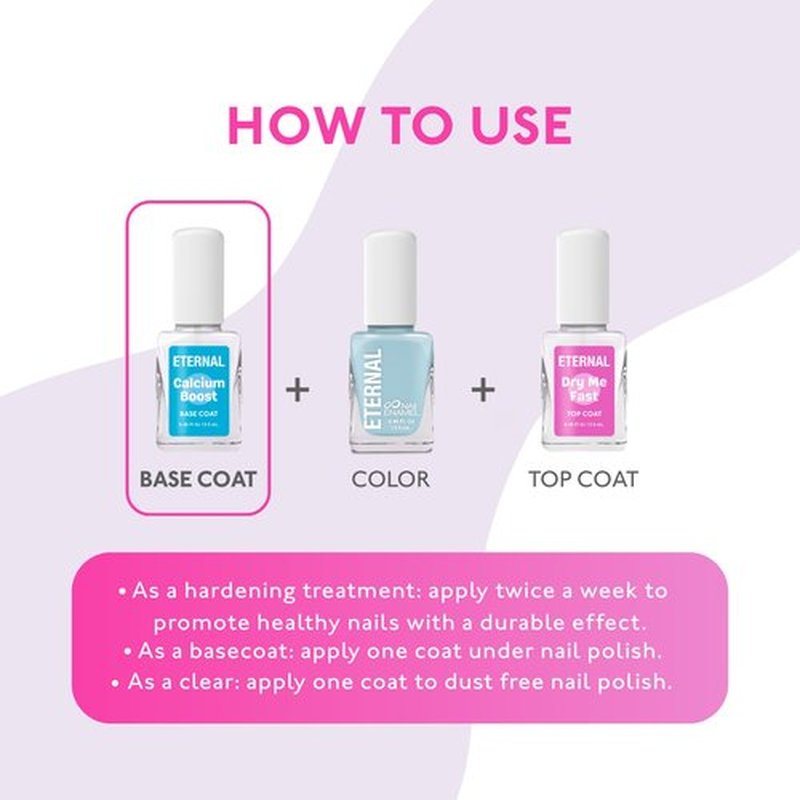Eternal Calcium Gel Nail Builder - 13.5mL Base Coat Nail Polish | Clear Nail Polish for Nail Care & Nail Strengthener for Thin Nails and Growth | Fast Dry Nail Hardener & Nail Growth Treatment, 1 Unit