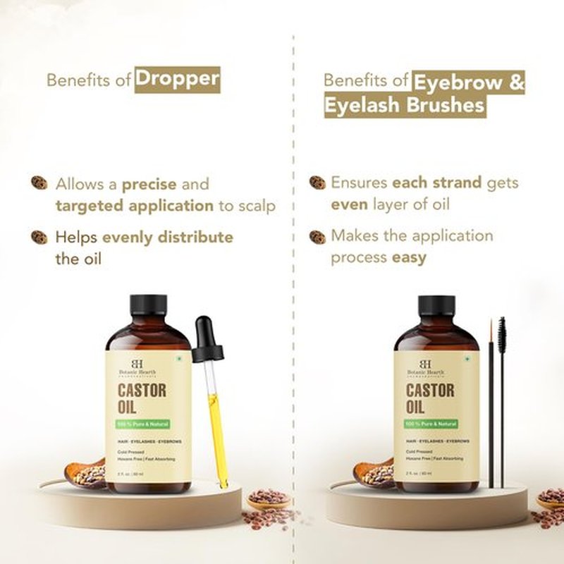 Botanic Hearth Castor Oil & Home Hair Perm Kit| 100% Pure & Natural, Cold Pressed | 2 fl oz| For Hair, Eyelashes & Eyebrows | Hexane Free, Fast Absorbing | With Applicators & Dropper