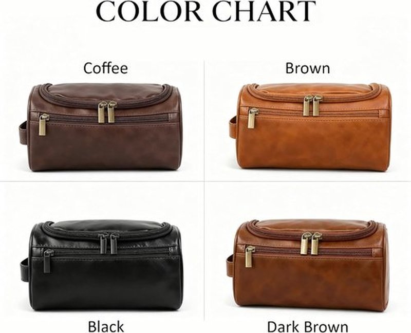 Skiennix Personalized Travel Leather Toiletry Bag - Waterproof & Customizable | Perfect Gift for Men, Dads, and Grandpas