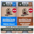 Dr. Squatch Invisible Glide Deodorant for Men - Smooth, Stain-Free Formula - Aluminum-Free, Sensitive Skin - Fresh Falls & Wood Barrel Bourbon - 2.65oz (2-Pack)