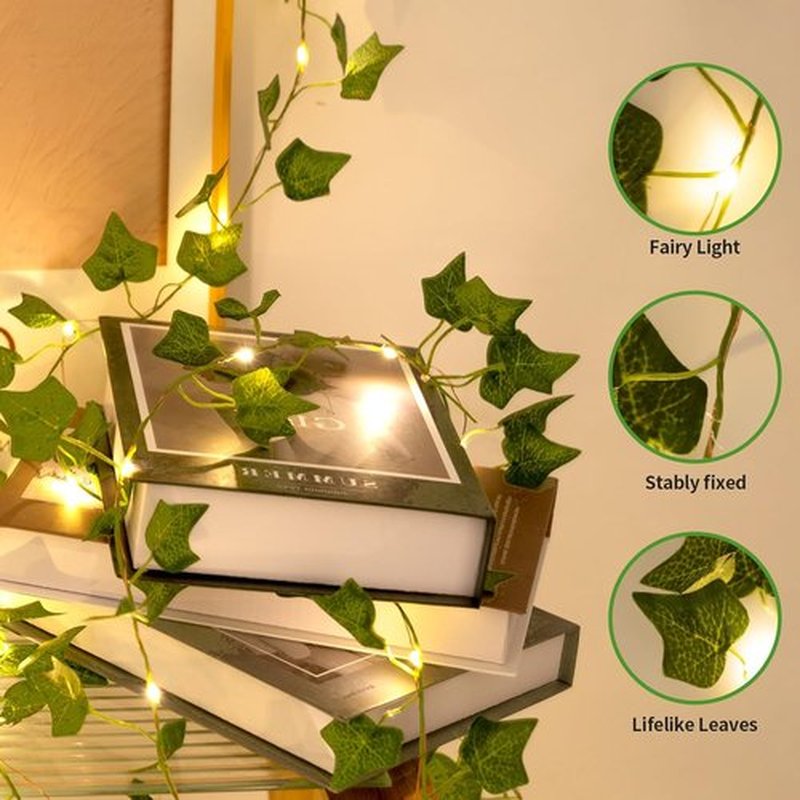 Skiennix 33ft LED Artificial Ivy Garland - 100 Fairy Lights for Home, Office & Wedding Decor