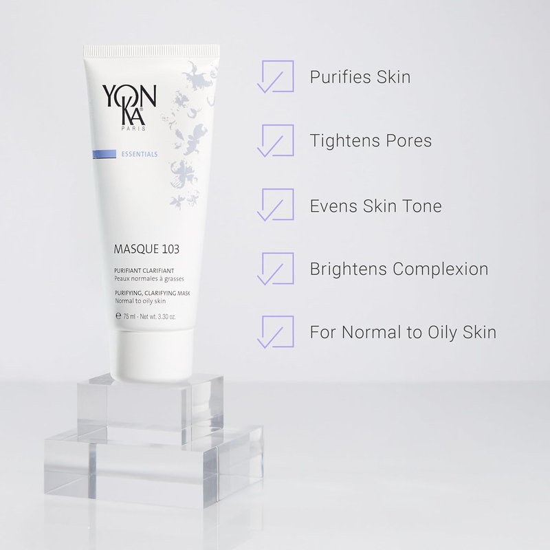 Yon-Ka Gel Nettoyant Facial Cleanser & Masque 103 Set - Gentle Foaming Face Wash & Detoxifying Clay Mask for Oily Skin | 6.76 fl oz & 3.30 oz
