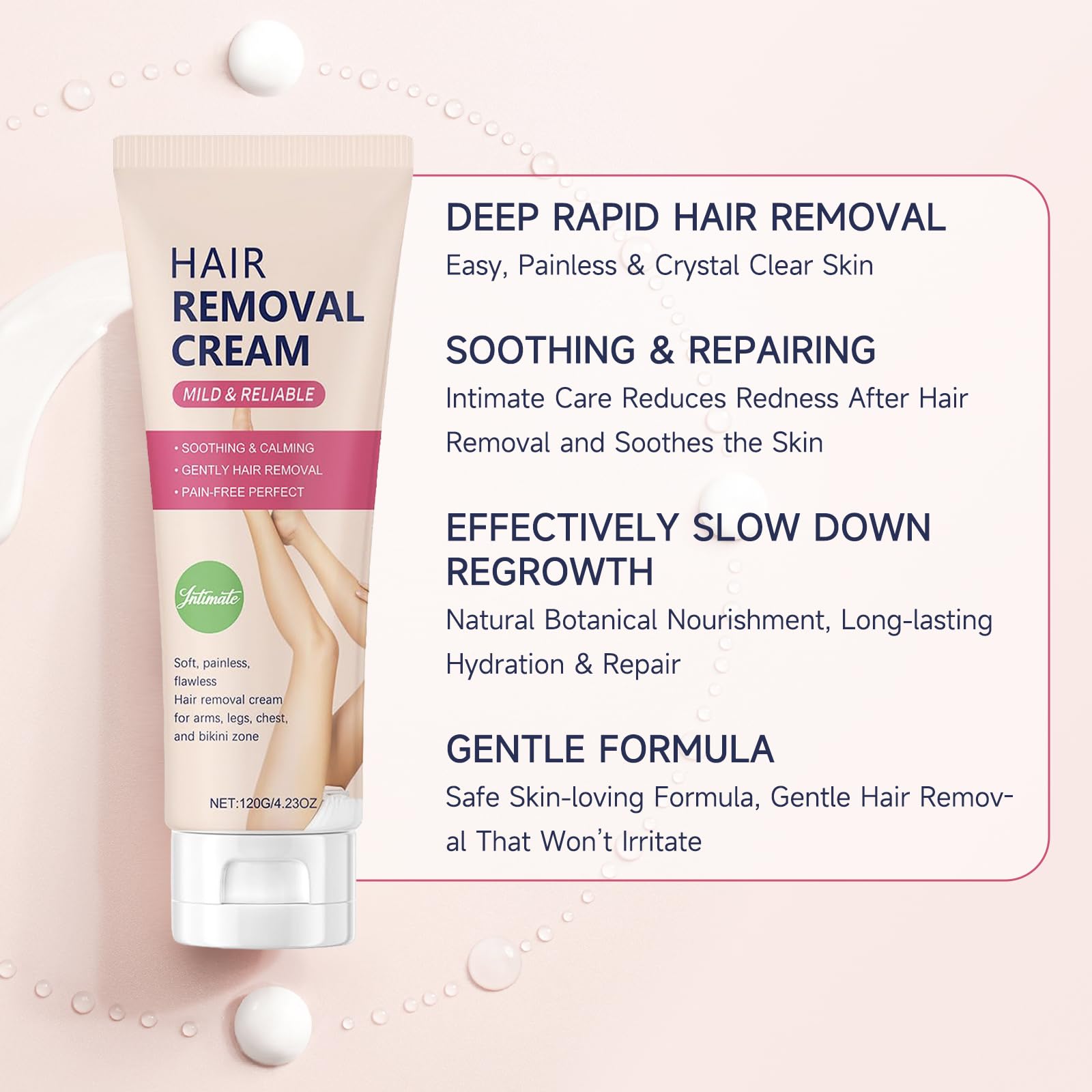 Hair Removal Cream for Women, Bikini Line Depilatory, 4.32 Fl Oz