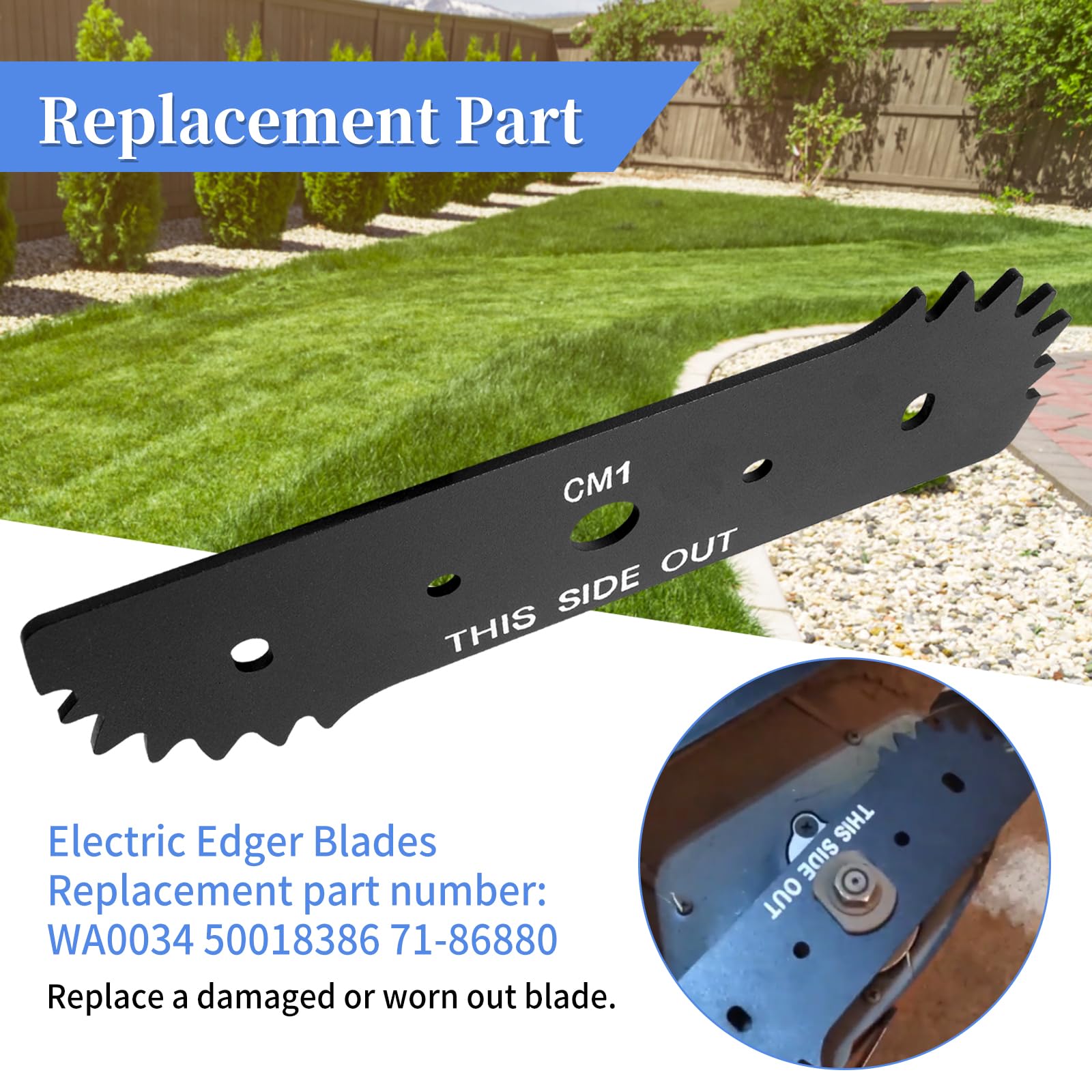 Bularie 7-1/2" Electric Edger Blades 50018386 Compatible with Worx WG896 WG895 Lawn Edger Blades - Replacement 7.5" Lawn Edger Steel Blade for Craftsman Edger Blade, Replace WA0034, 71-86880, 3 Pack