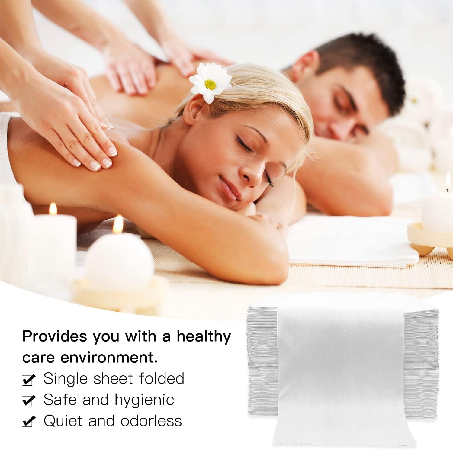 YEEOZOE 100PCS Disposable Bed Sheets, Disposable Massage Table Sheets, Disposable Bed Covers for SPA Lash Wax Tattoo Salon, Non Woven Fabric, 71" x 31" White