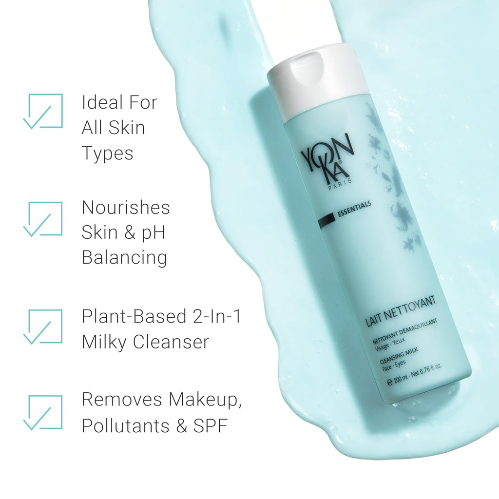 Yon-Ka Lait Nettoyant Cleanser Set - Gentle Plant-Based Milk Cleanser & Makeup Remover | Full Size & Travel Size, 6.76 fl oz & 2.53 fl oz