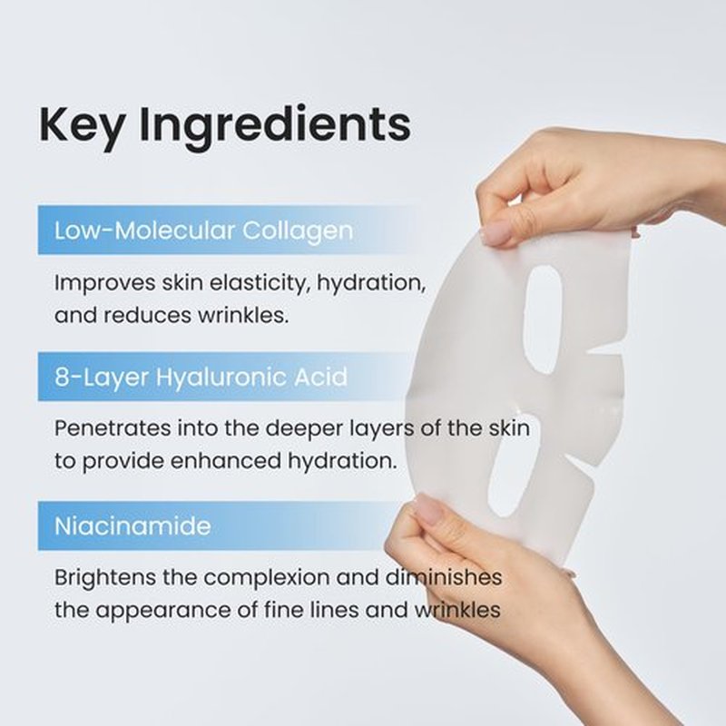Lepique Luxury Spa-Grade Collagen Overnight Mask 4 Sheets – Korean Premium Overnight Face Mask, Highest Serum Content – Korean Hydrating Sheet Mask with Hyaluronic Acid & Niacinamide for Radiant Skin