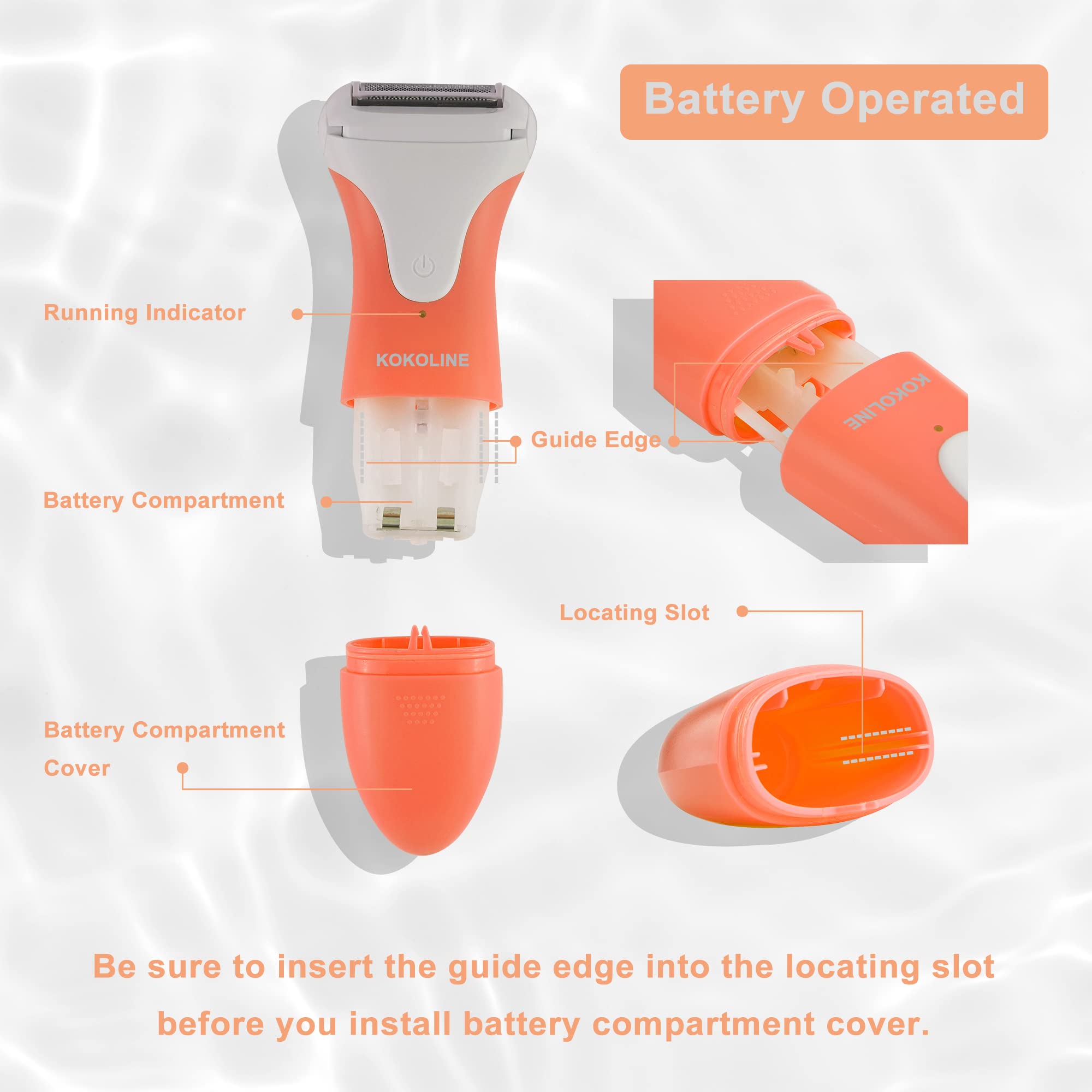 Kokoline Women's Electric Razor | Wet & Dry Shaver for Legs,Bikini, Underarms with Bikini Trimmer & Hypoallergenic Foil for Sensitive Skin,pink/uy6x