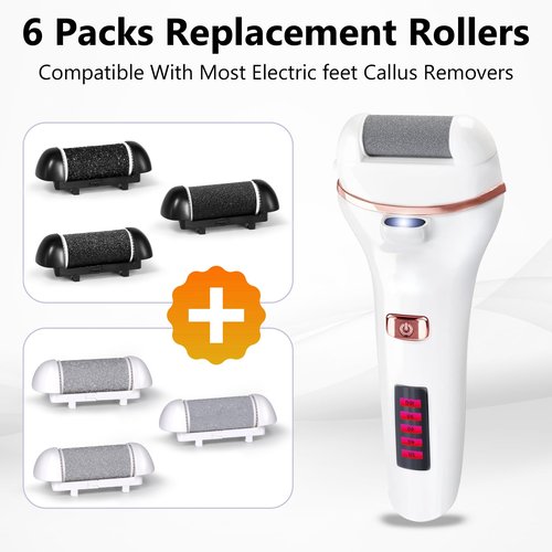 6 Pack Replacement Roller Refill Heads for Electric Foot Callus Remover, Electric Pedicure Tools Refill Heads with Extra, Regular, Fine Coarse 2 Each, Foot File Refill Roller