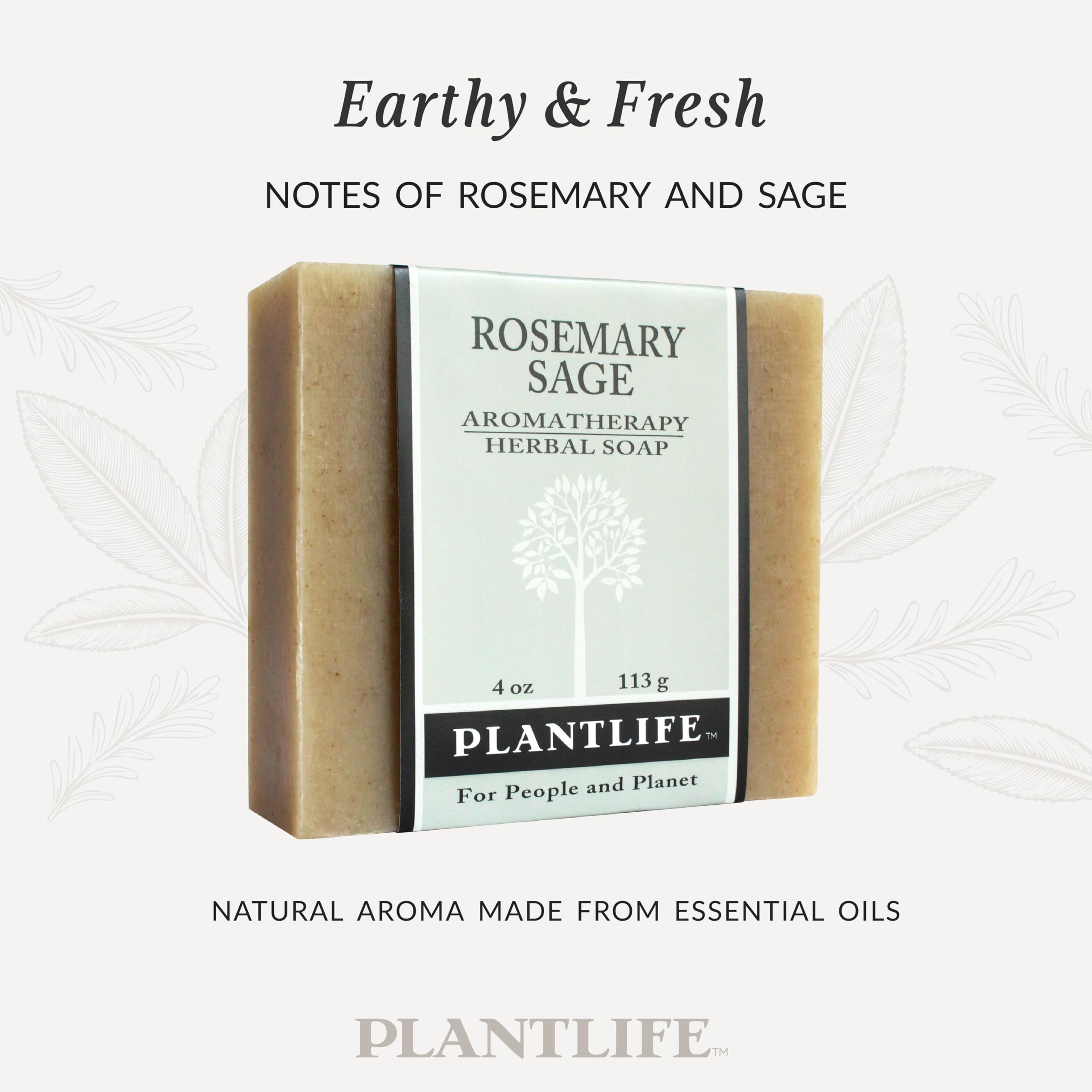 Plantlife Rosemary Sage 6-Pack Bar Soap - Moisturizing and Soothing Soap for Your Skin - Hand Crafted Using Plant-Based Ingredients - Made in California 4oz Bar