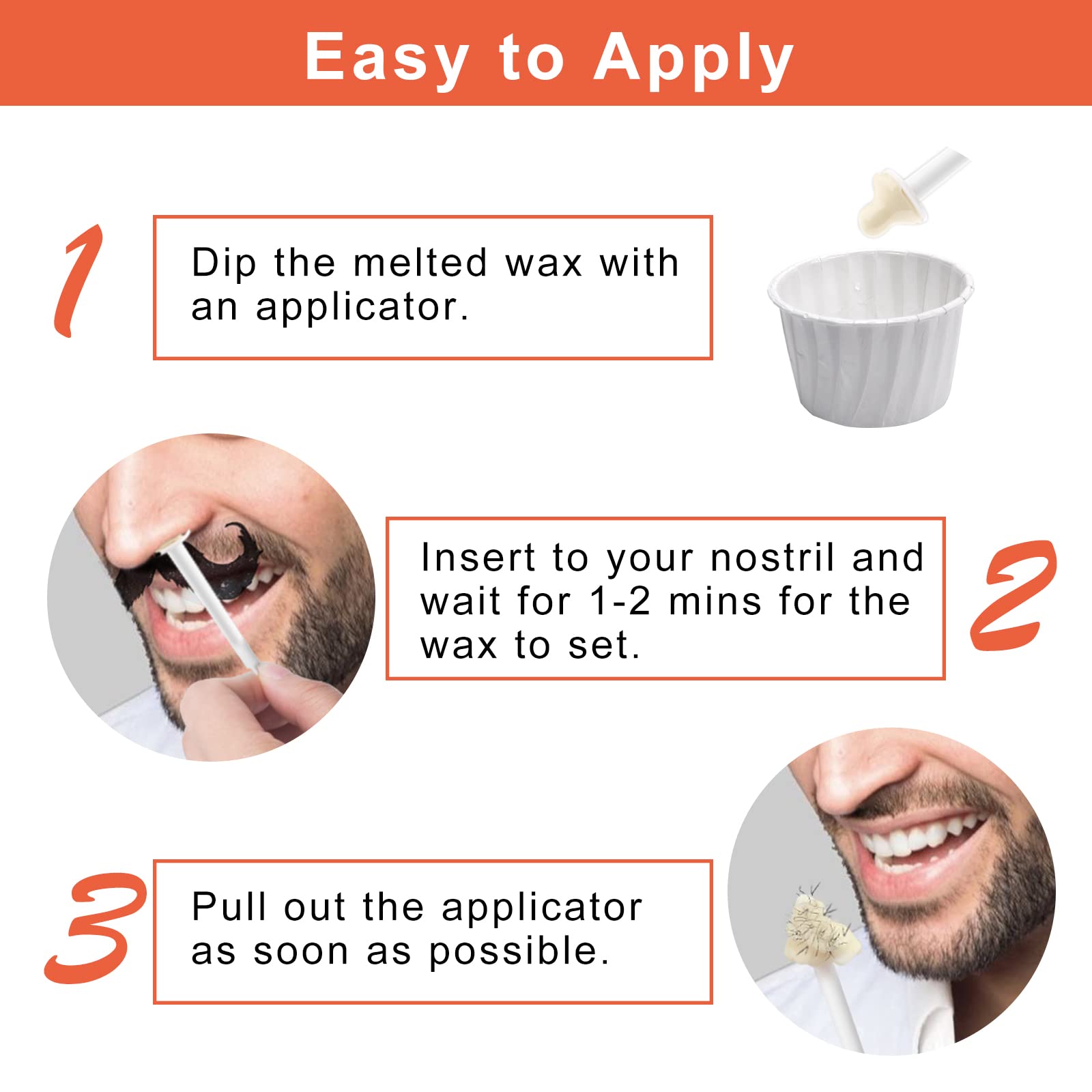 ANREACHO Nose Wax Kit for Men and Women, 100g Nose Hair Wax with 20 Applicators, Ear Hair Removal for Men at Home Safe Easy Quick & Painless (15-20 Times Usage)