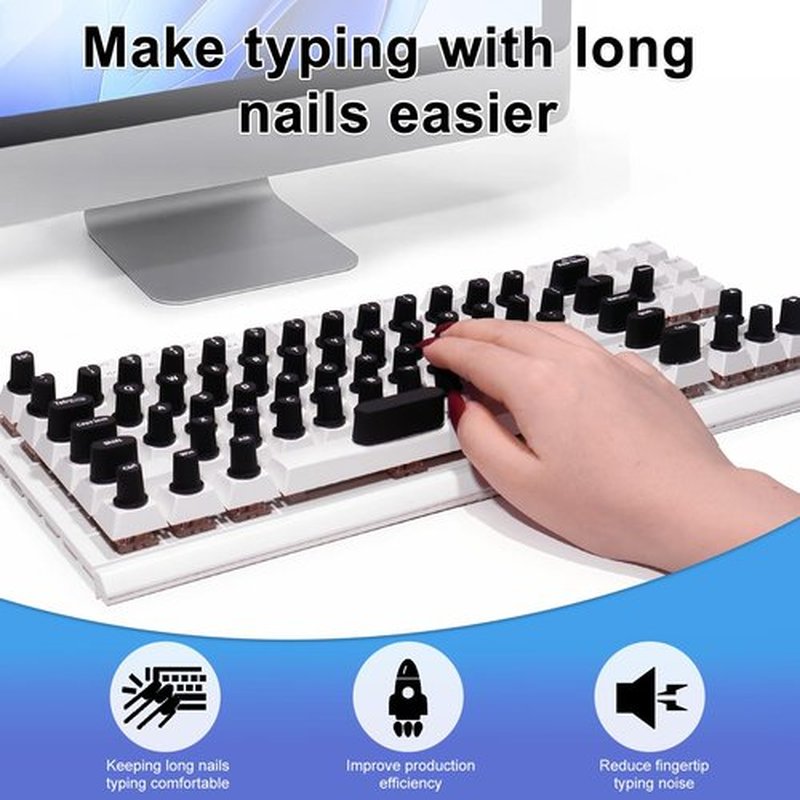 70 Pcs RaisedTip Keyboard Stickers for Long Nails with Letters: Adhesive Typing Bubbles for Women,Office & Gaming Girls Accessories Gift