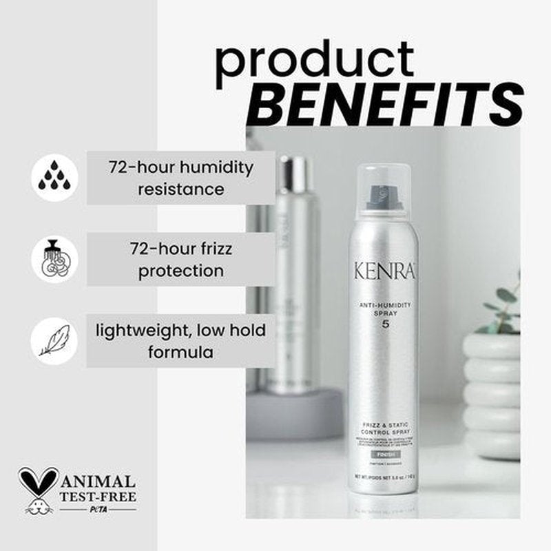 Kenra Anti-Humidity Spray 5 - Frizz & Static Control | 72-Hour Humidity Resistance | Lightweight Formula