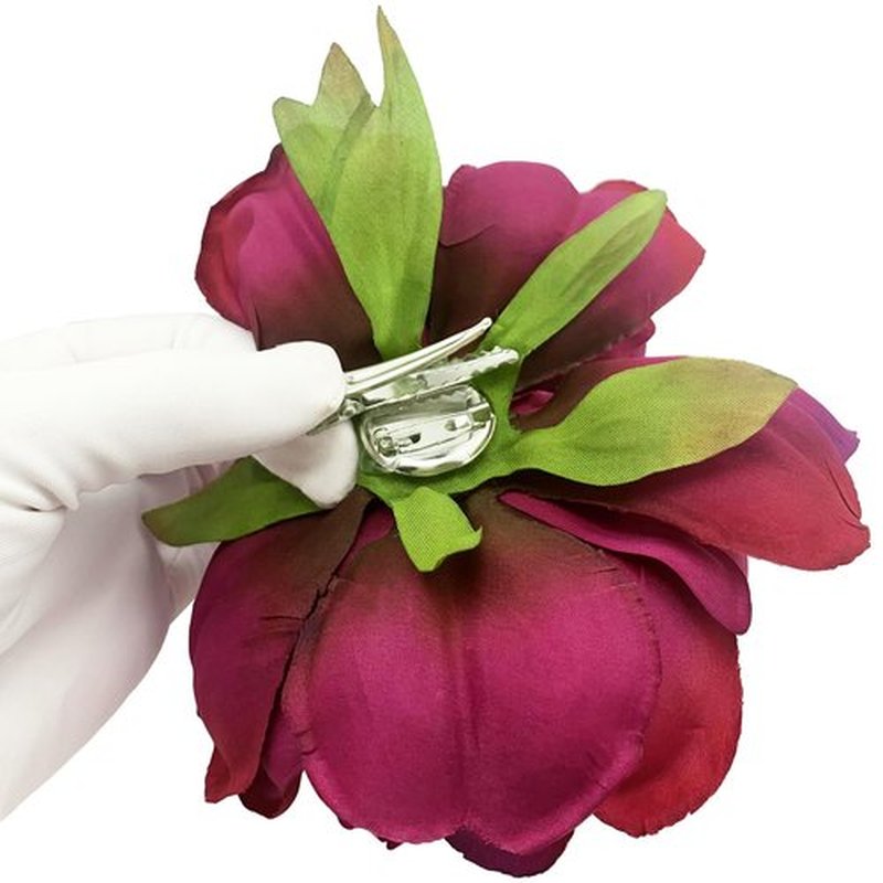PRETTYLIFE Peony Flower Hair Clips for Women, 4 Pieces Large Floral Alligator Hair Barrette Accessories Brooch 5.5" for Wedding Bride Dancer Party (Red Style)