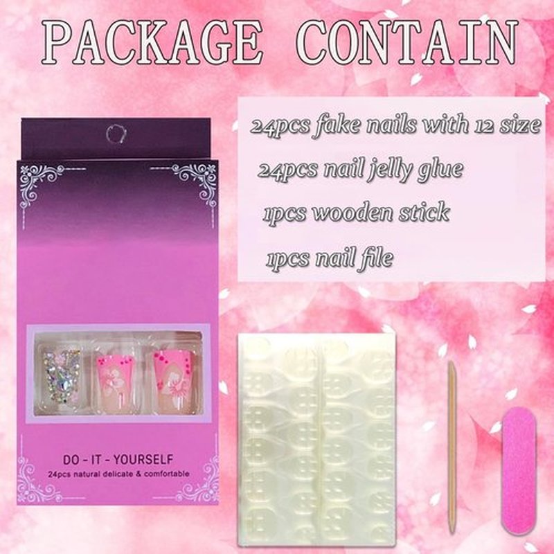FIEONCIY Press on Nails Duck Shaped Glossy Full Cover Acrylic Duck False Nails with Designs Artificial Medium Duck Shaped Fake Nails with Charms Glue ons Fingernails for Women Girls(XXS215)