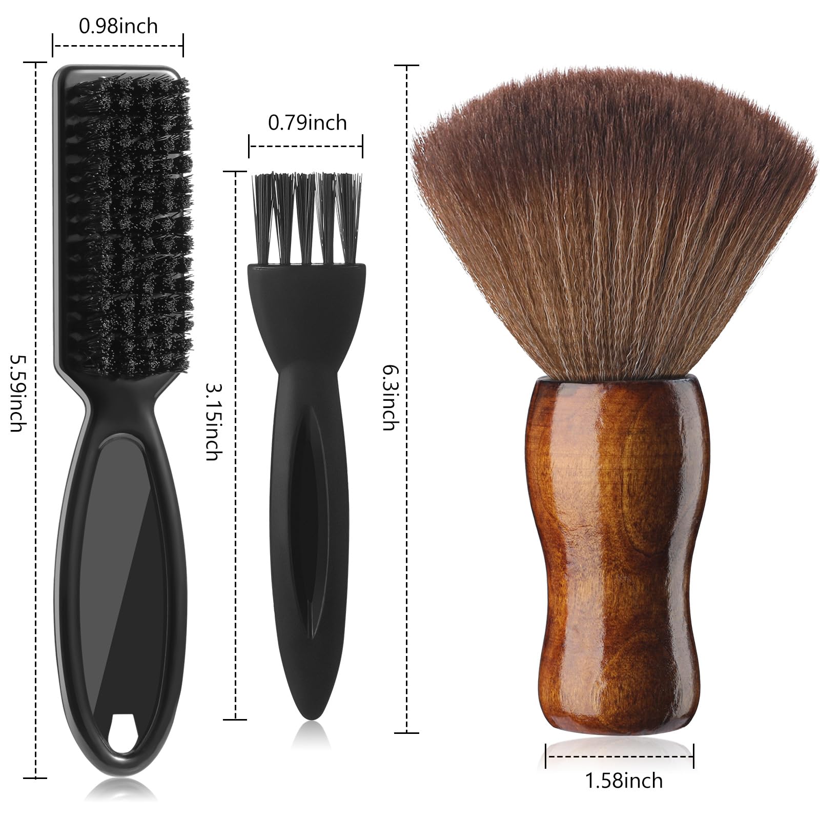 Patelai 3 Pieces Barber Neck Duster Brush Clipper Cleaner Shaver Razor Trimmer Cleaning Brush with Storage Bag for Hair Styling(Black)