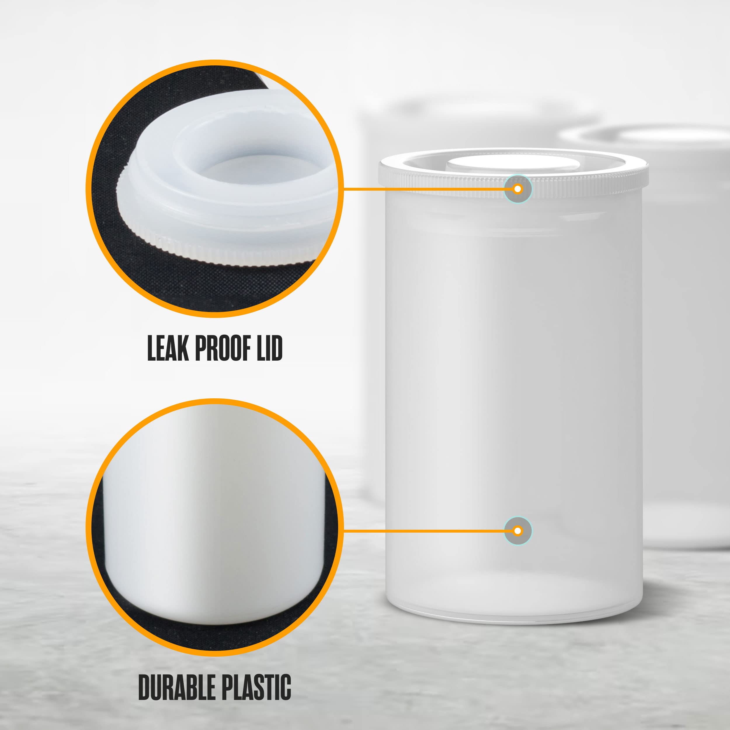 Film Canisters with Caps, Film Canisters, 35mm Case, White, 8oz, 60 Pack