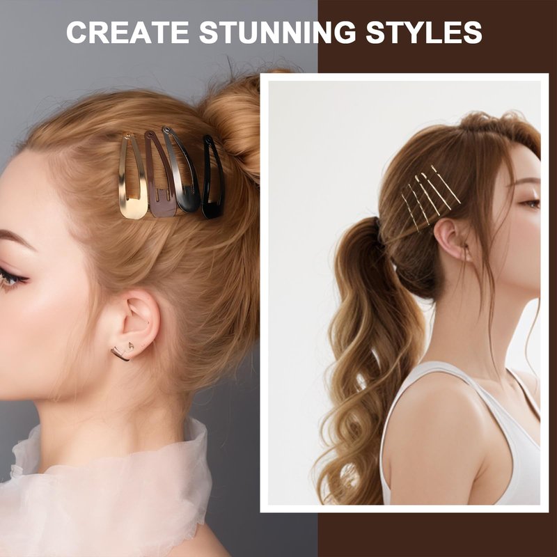 YGDZ Bobby Pins Set, Hair Pins, Hair Clips Kit, 2Inch Bobby Pins Brown Hair, Black, Blonde Hair, U Shaped Hair Pins for Buns, French Pins, Snap Hair Clips, Hair Barrettes, Hair Accessories for Women