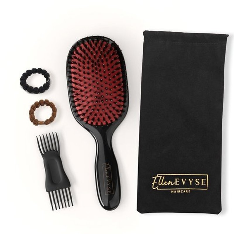 Ellen Evyse Boar Bristle Hair Brush, Nylon Pins and Soft Boar Bristles for Smoothing, Detangling, Reducing Breakage and Enhancing Shine, Hairbrush for Women,Men