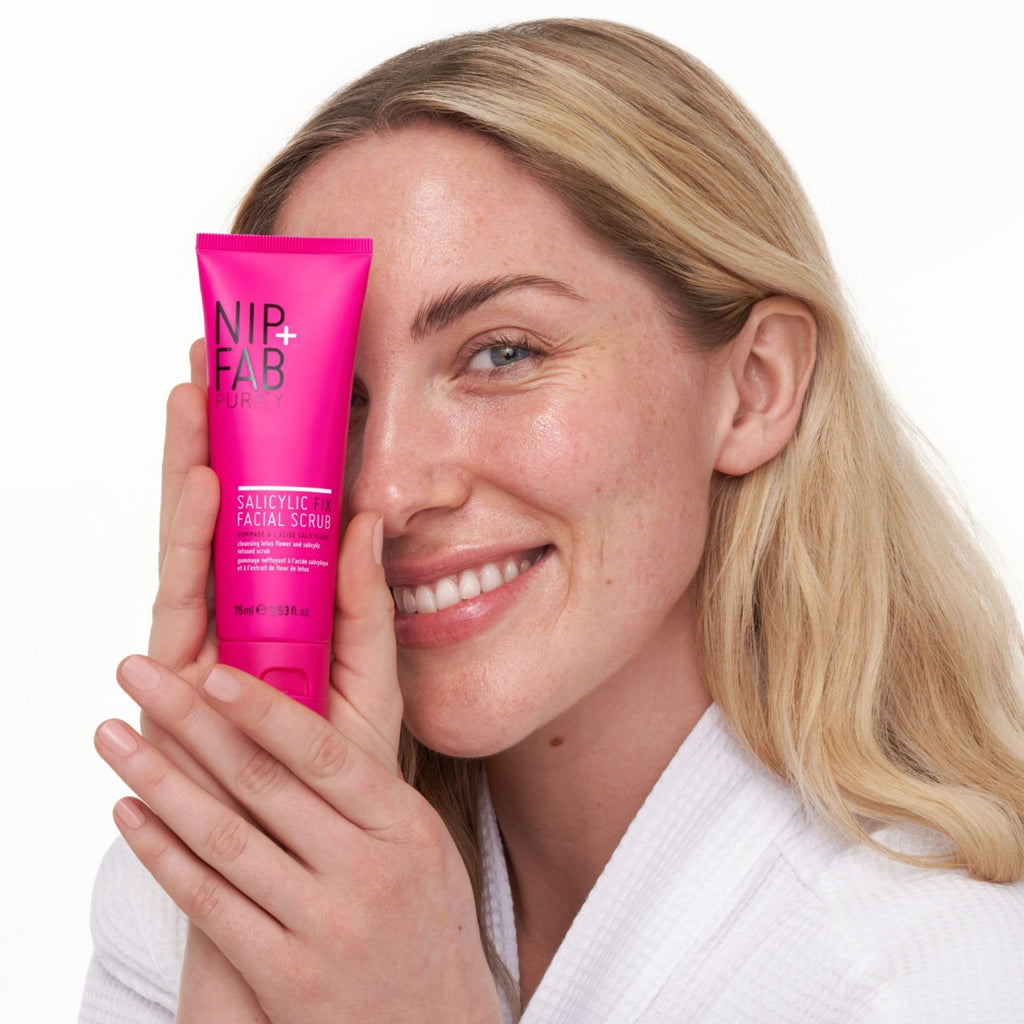 Nip + Fab Salicylic Acid Fix Scrub for Face with Vitamin E & Volcanic Rock Exfoliating Facial Cleanser Exfoliant for Pores and Oil Control, 2.5 Fl Oz