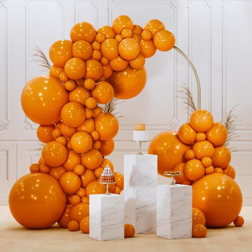 PartyWoo Burnt Orange Balloons - 140-Piece Terracotta Fall Balloon Arch Kit | 18", 12", 10", 5" Sizes
