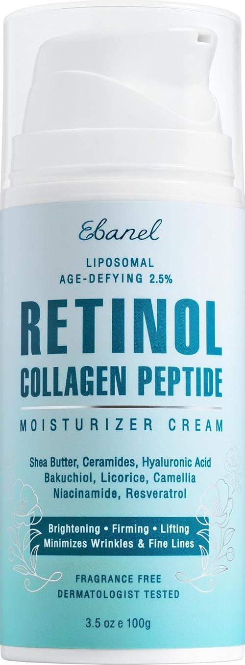 Ebanel Retinol Cream - Anti-Aging Moisturizer with Collagen, Peptides & Hyaluronic Acid | 3.5 oz