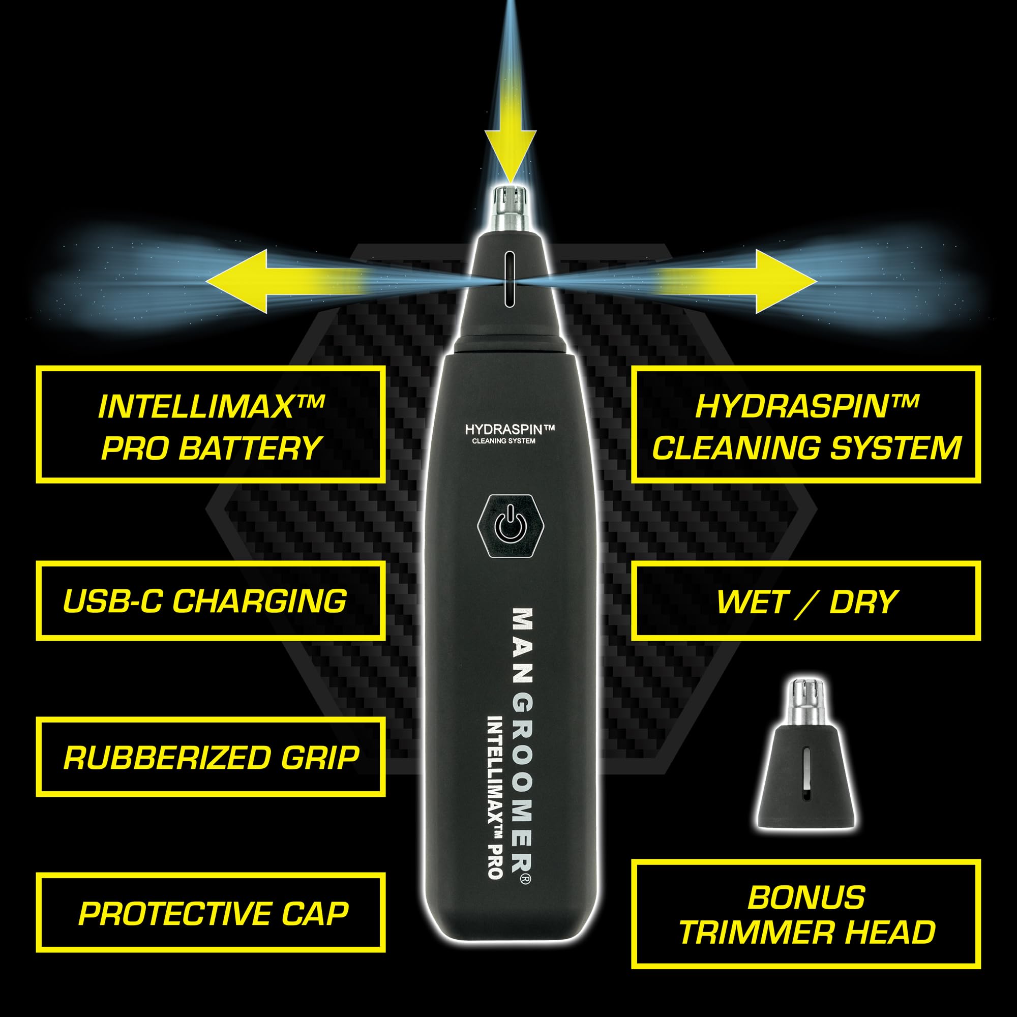 MANGROOMER - INTELLIMAX PRO – New Nose and Ear Trimmer (with a Free Bonus Rotary TIP and Blade)
