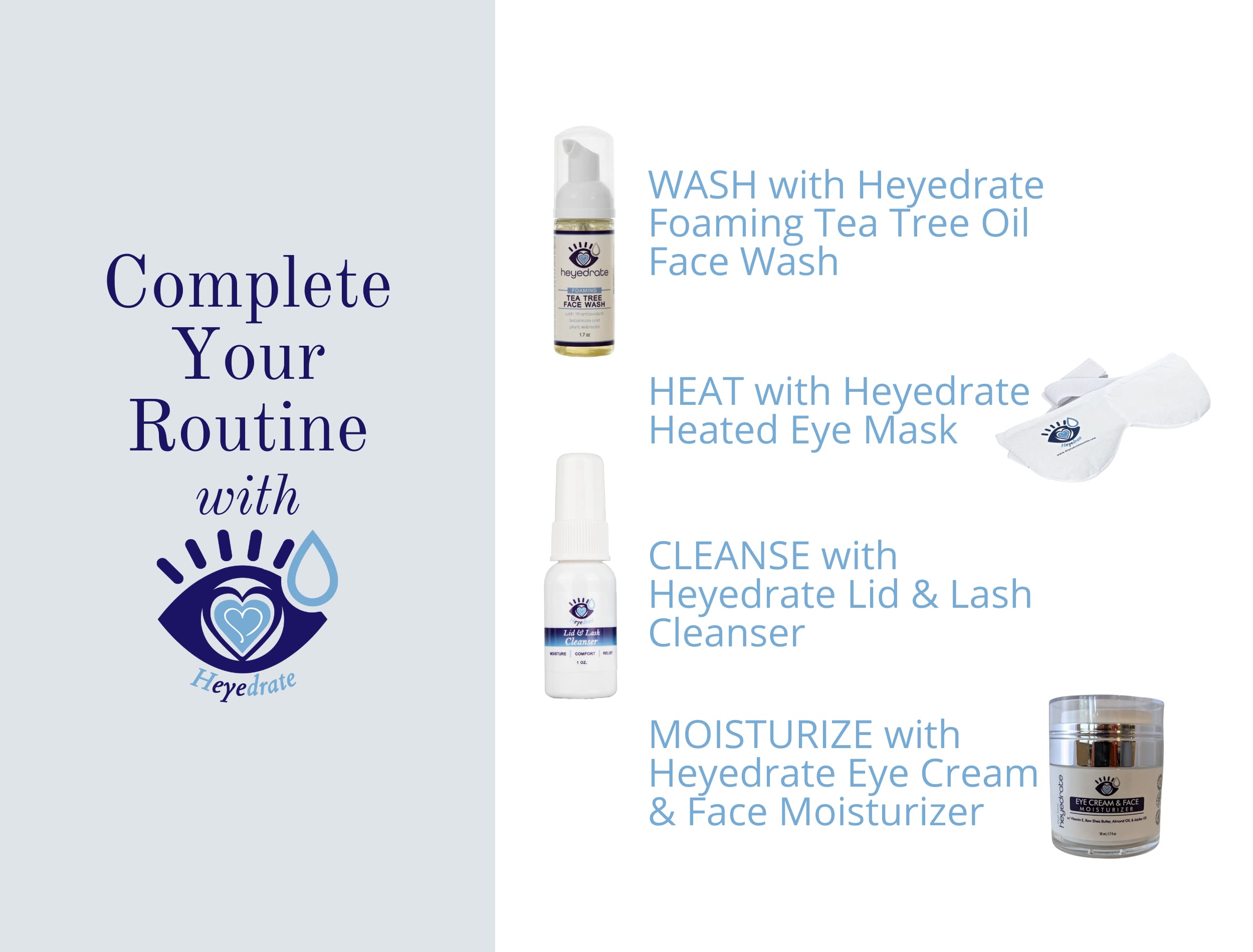 Heyedrate Heated Eye Mask - Soothing Warm & Cold Compress for Temporary Relief of Irritated Eyes - Reusable Mask, White