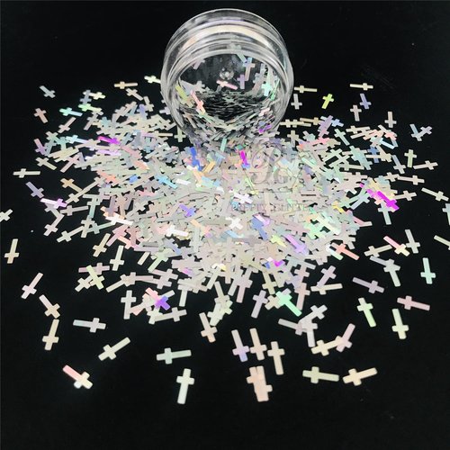 10g Pack - Sliver Cross Shape Glitter - Festival Rave Beauty Makeup Face Body Nail Art Tumbler Holiday DIY Decoration LB100