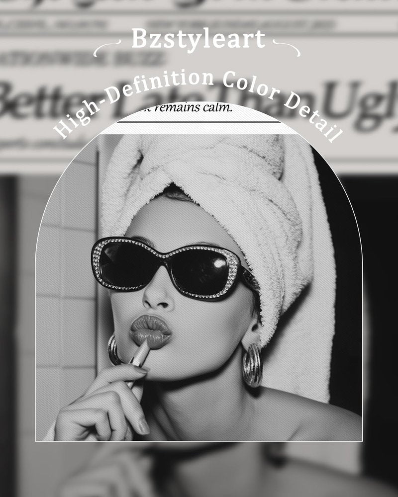 Bzstyleart Vintage Audrey Hepburn Wall Art - Trendy Metal Framed Canvas Print | 12x16 Inch Home Decor